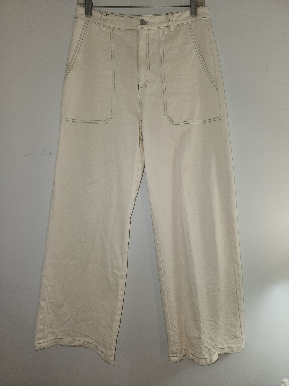 Beige Botany Womens Cream Wide-Leg Pants Cargo Style Medium